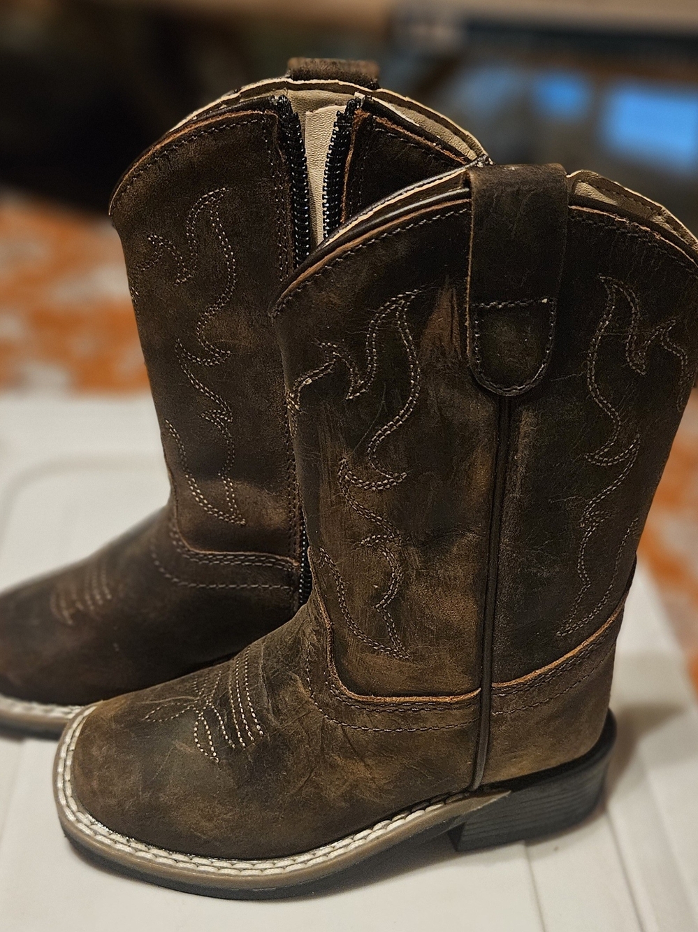 Old West Brown Kids Western Pull-On Boots